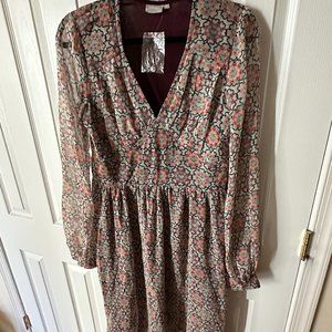 Eshakti Size 12 Tan Dress Floral Pattern